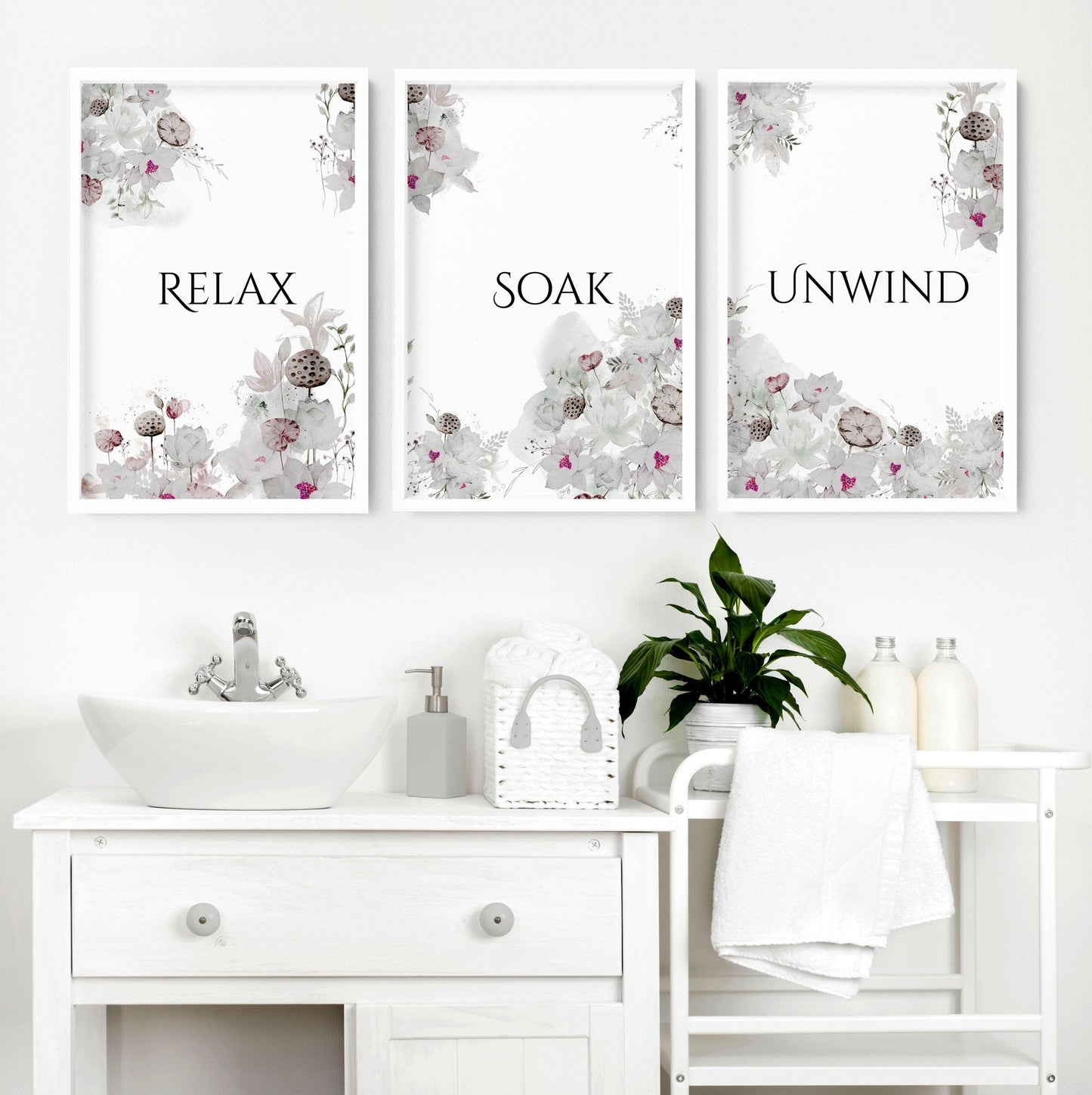Country Bathroom Decor | Set of 3 Wall Art Prints