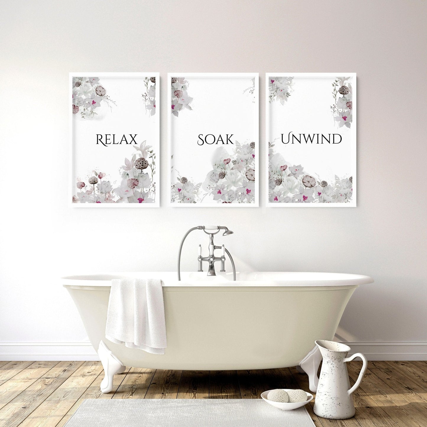 Country Bathroom Decor | Set of 3 Wall Art Prints