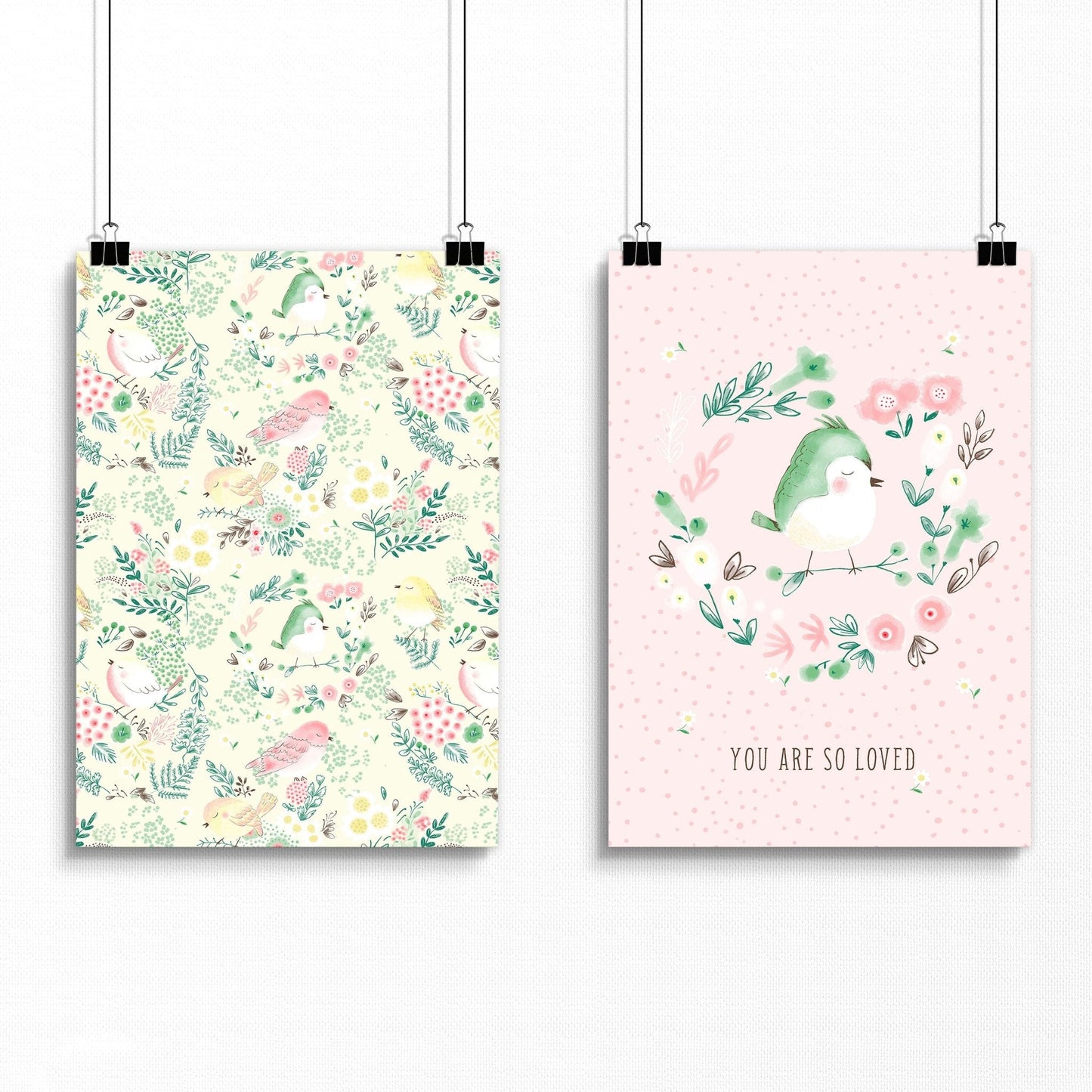 Woodland Nursery Wall Art | Set of 2 Prints for Girls