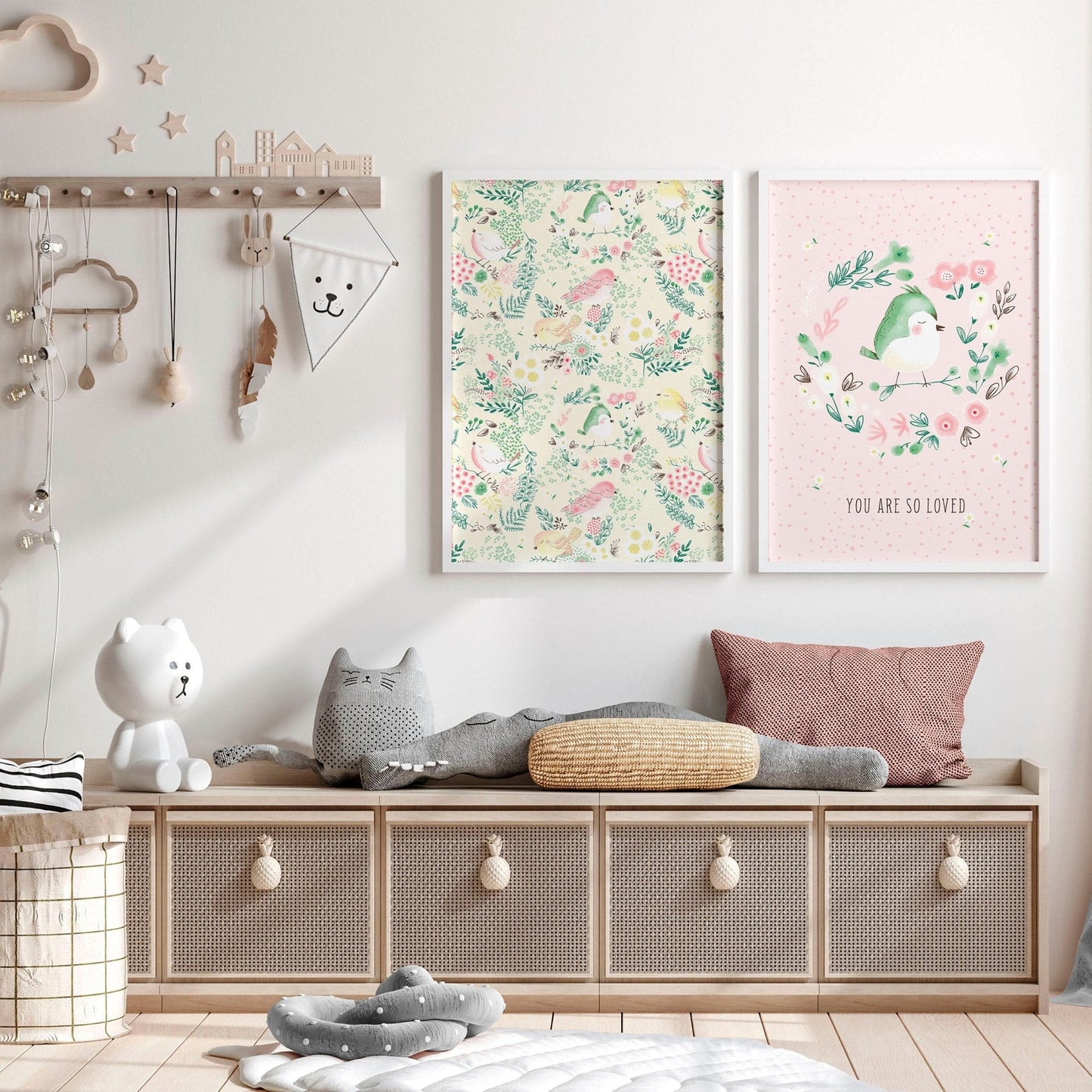 Woodland Nursery Wall Art | Set of 2 Prints for Girls