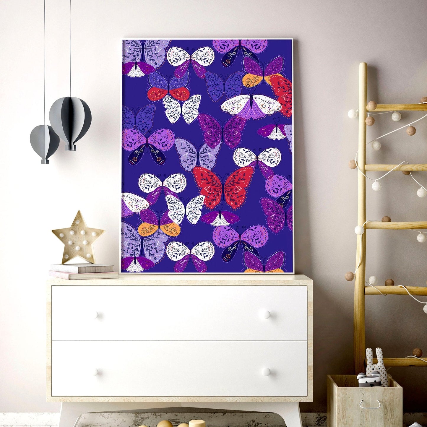 Violet Wings | Set of 2 Personalised Butterfly Wall Art Prints