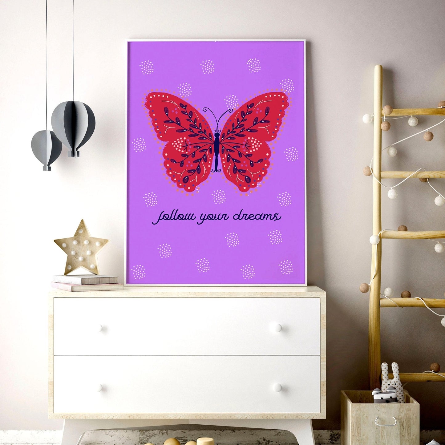 Violet Wings | Set of 2 Personalised Butterfly Wall Art Prints