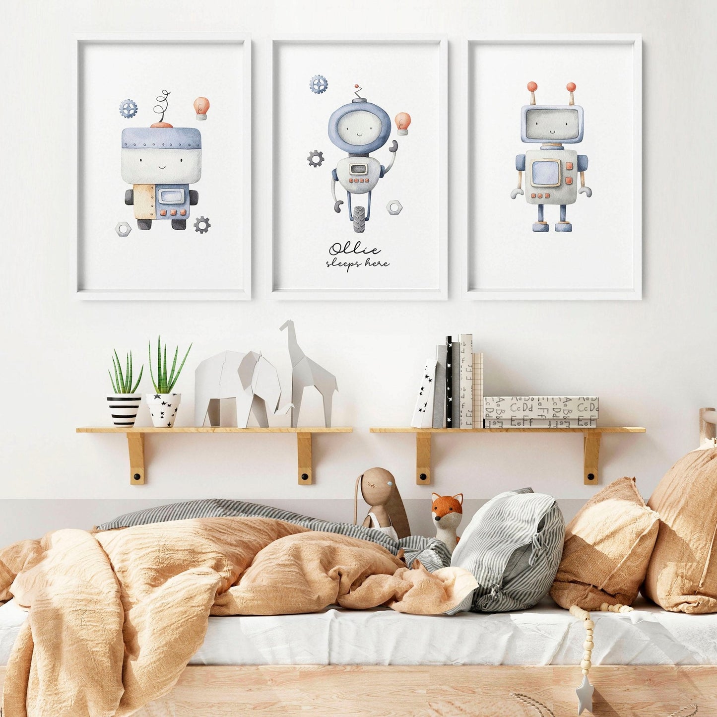 Robots Nursery Wall Art | Set of 3 Prints for Boys' Room