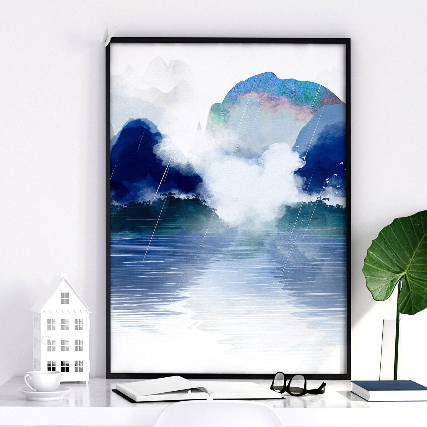 Blue Quiet | Set of 3 Japanese Landscape Wall Art Prints for the Office