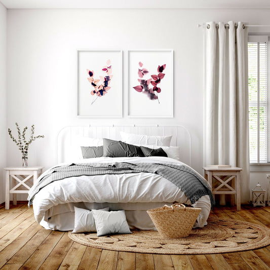 Herbstliche Pflanzen | 2er-Set Wandkunstdrucke fürs Schlafzimmer