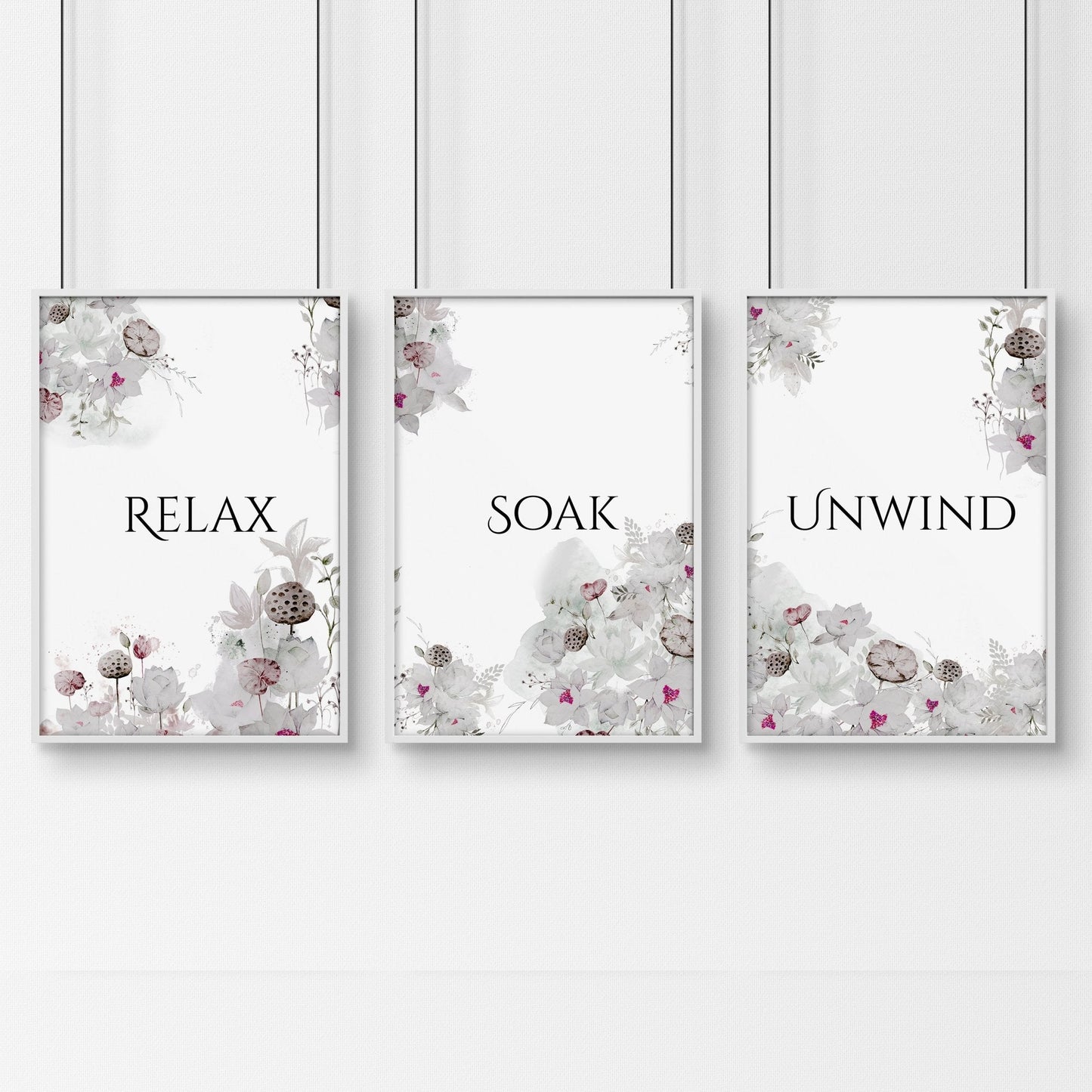 Country Bathroom Decor | Set of 3 Wall Art Prints
