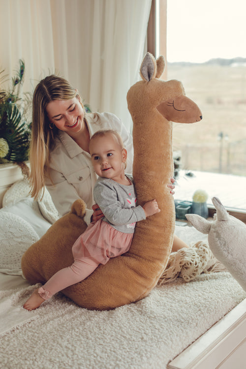 Giant Plush Alpaca Toy – 120cm Rust-Coloured Soft Pillow Friend | Vegan Fur | Handmade in Lithuania
