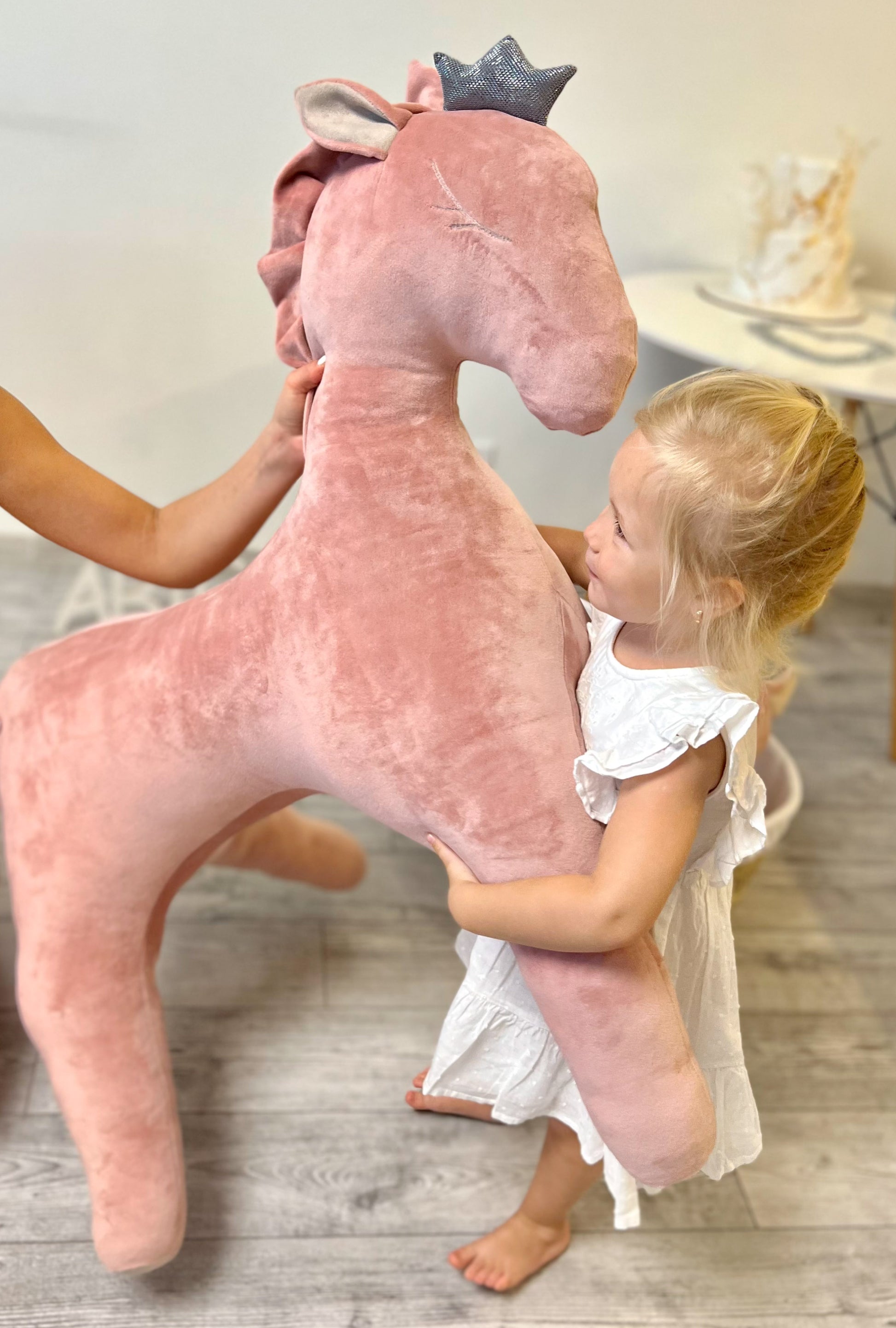 XXL Wingless Pegasus Soft Toy – 90cm Plush Velvet Decor | Ash Pink | Handmade Guardian Gift for Newborns & Kids