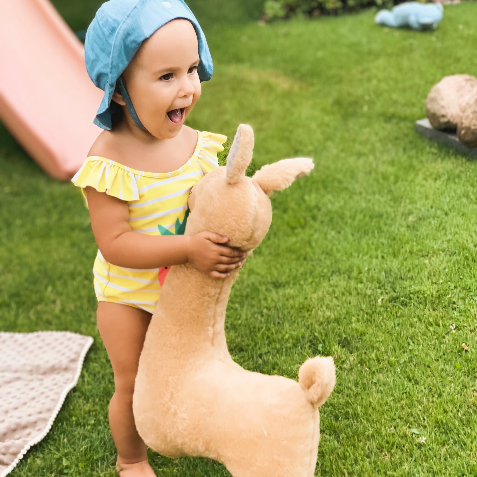 Handmade Alpaca Soft Toy-Pillow – 50cm Plush Cushion in Rusty Brown | Vegan Fur | For Kids & Travel | From Lithuania
