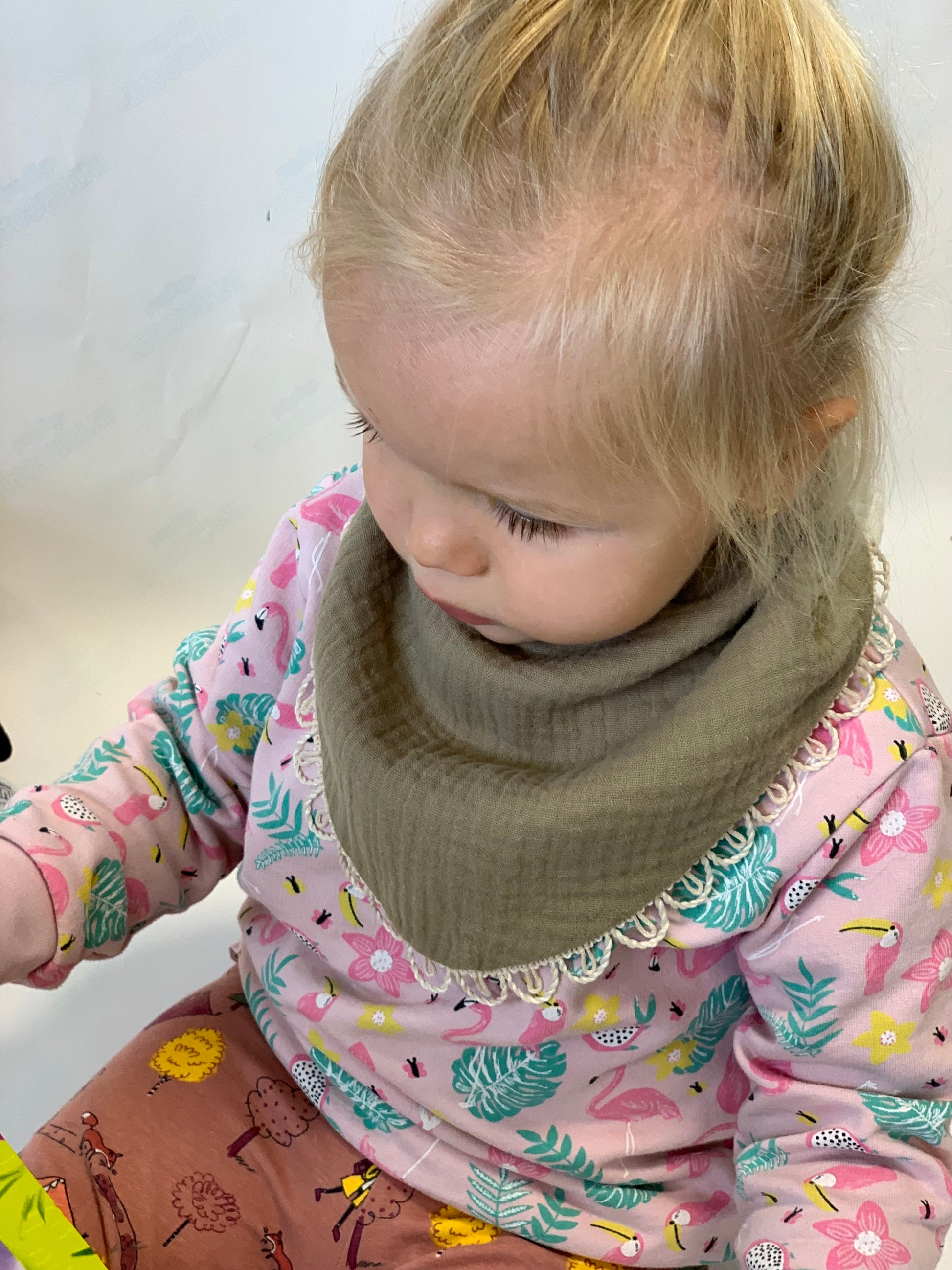 Khaki Muslin Scarf-Bib for Babies & Toddlers | Soft & Stylish | Handmade