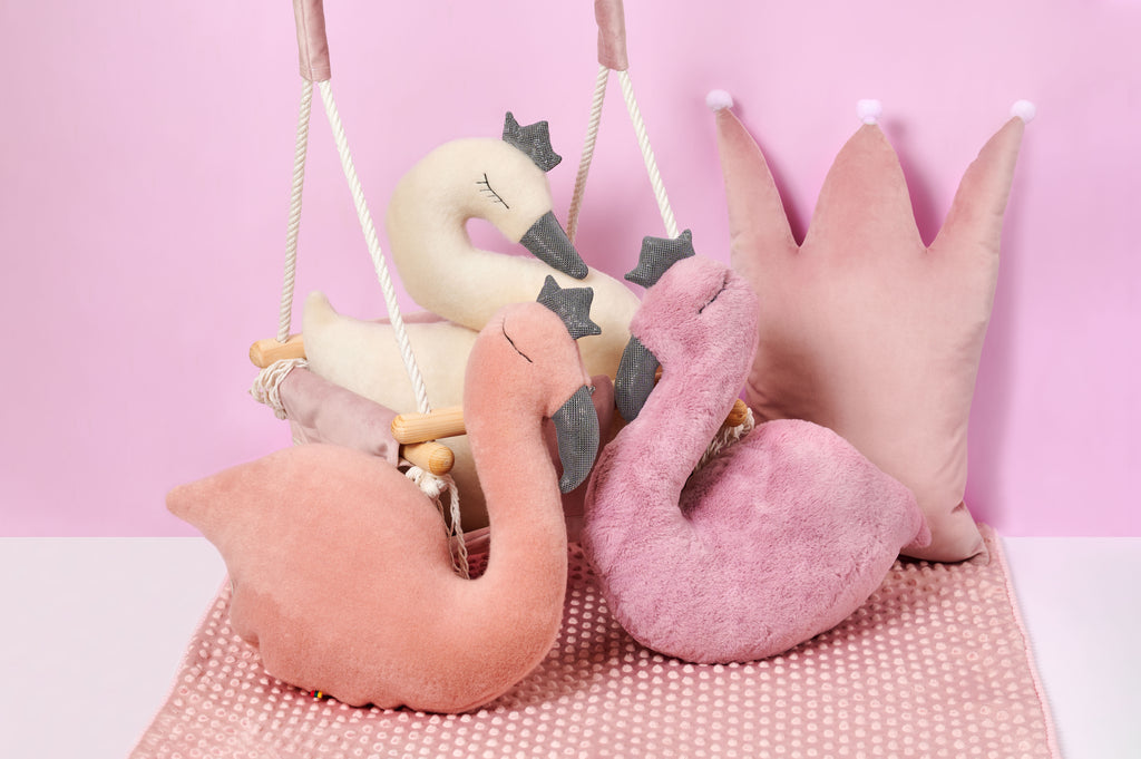 Handmade Flamingo Soft Toy – 45cm Plush Doll with Crown | Llama Wool Blend | Gift for Girls | From Lithuania