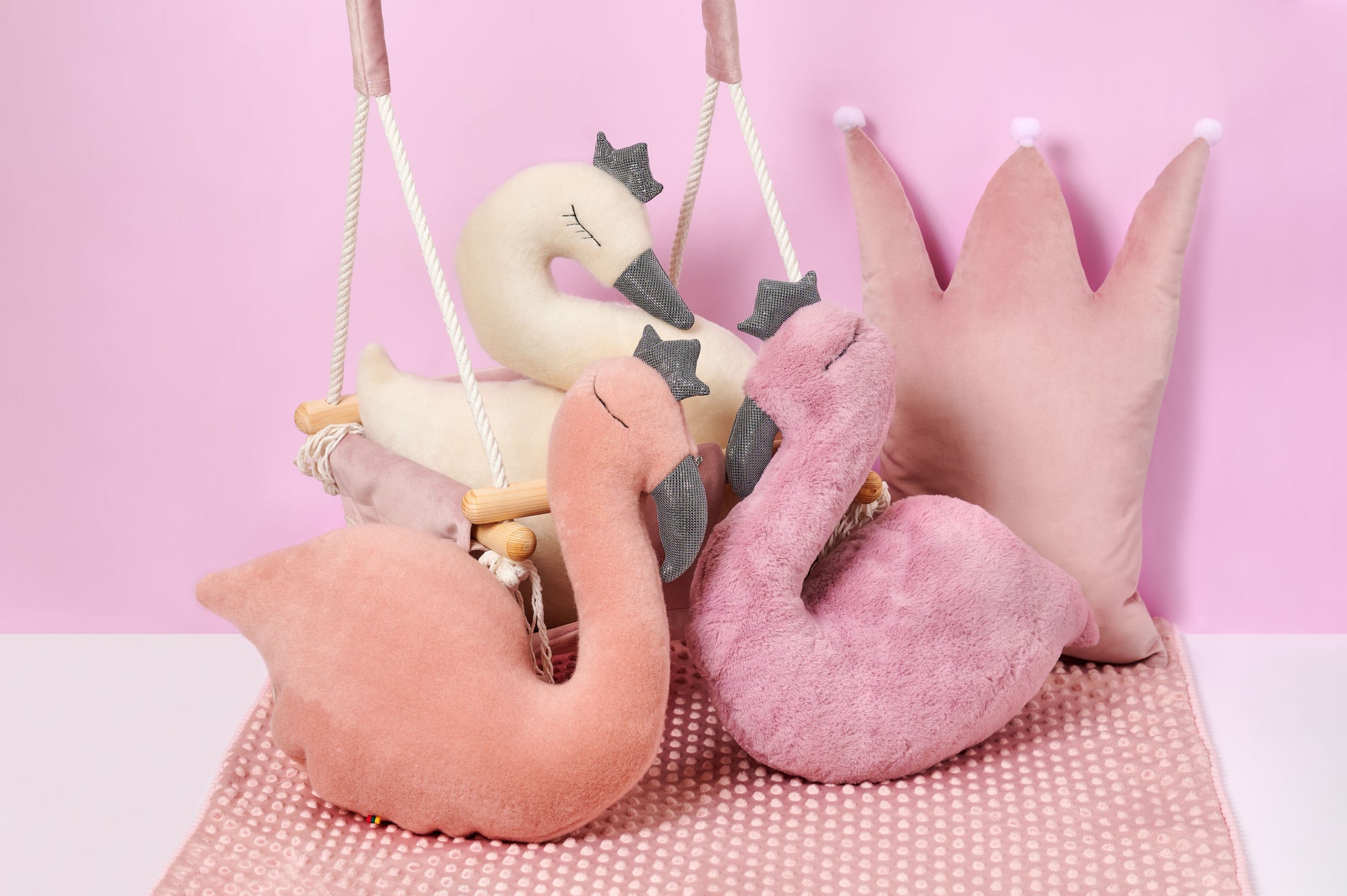 Handmade Flamingo Soft Toy – 45cm Plush Doll with Crown | Llama Wool Blend | Gift for Girls | From Lithuania