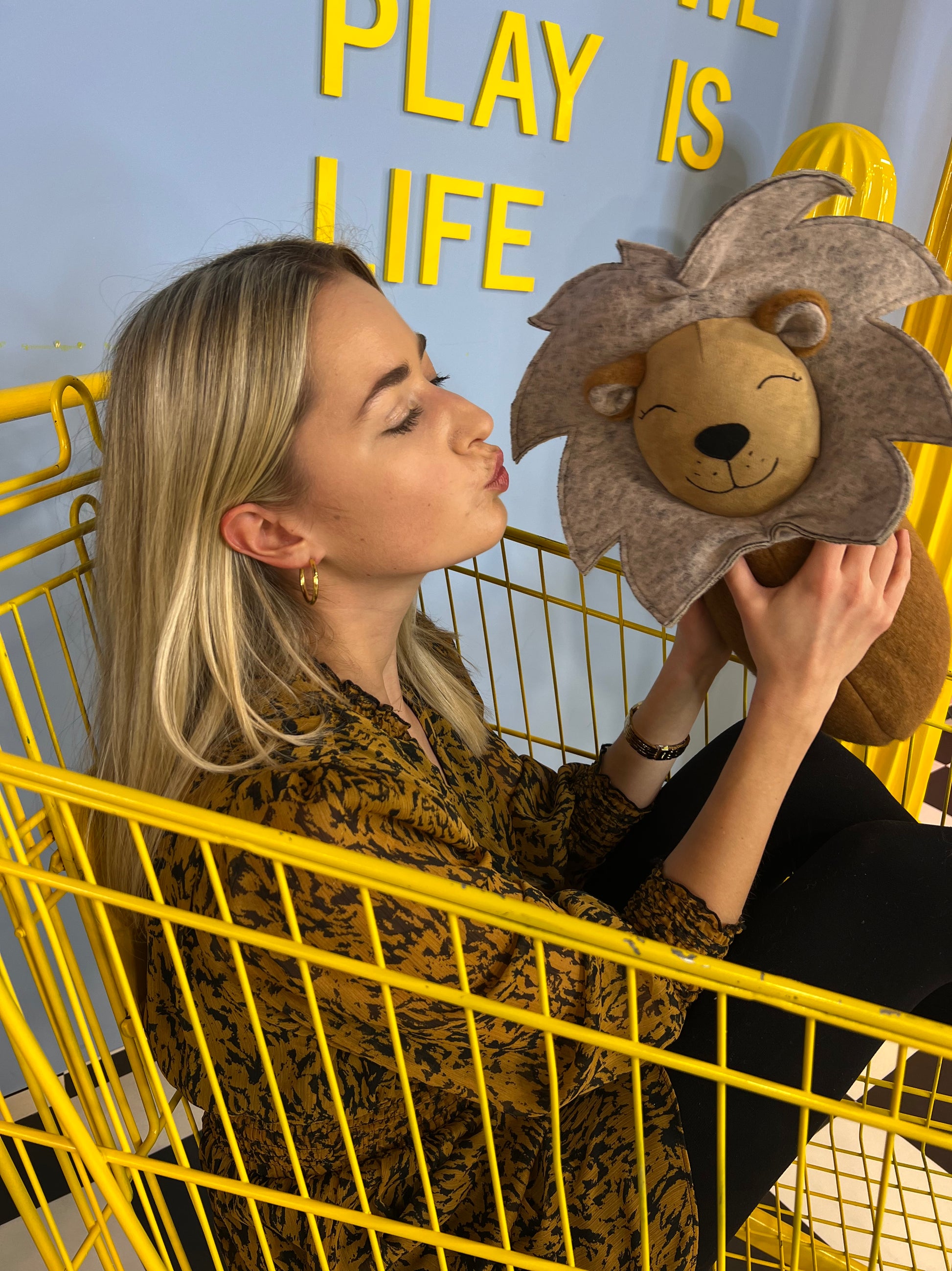 Handmade Lion Soft Toy-Pillow – 45cm Plush Cushion | Llama Wool Blend | Gentle & Travel-Friendly | From Lithuania