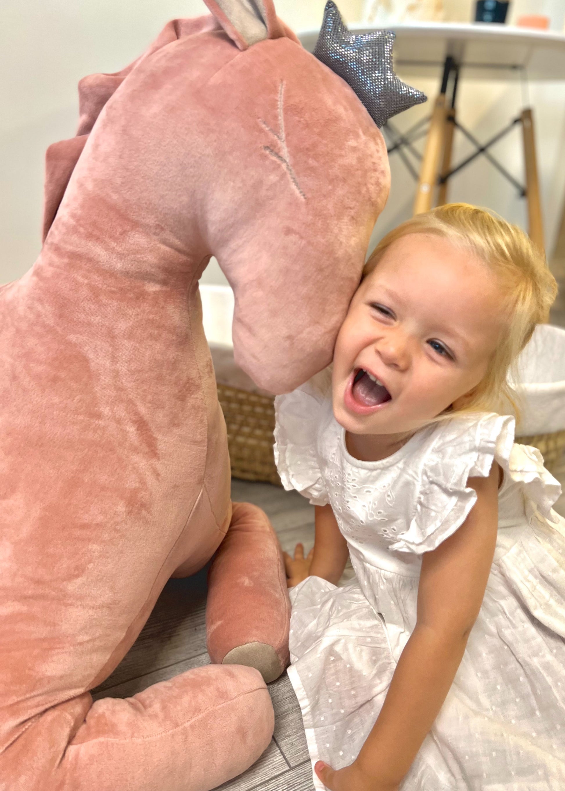 XXL Wingless Pegasus Soft Toy – 90cm Plush Velvet Decor | Ash Pink | Handmade Guardian Gift for Newborns & Kids