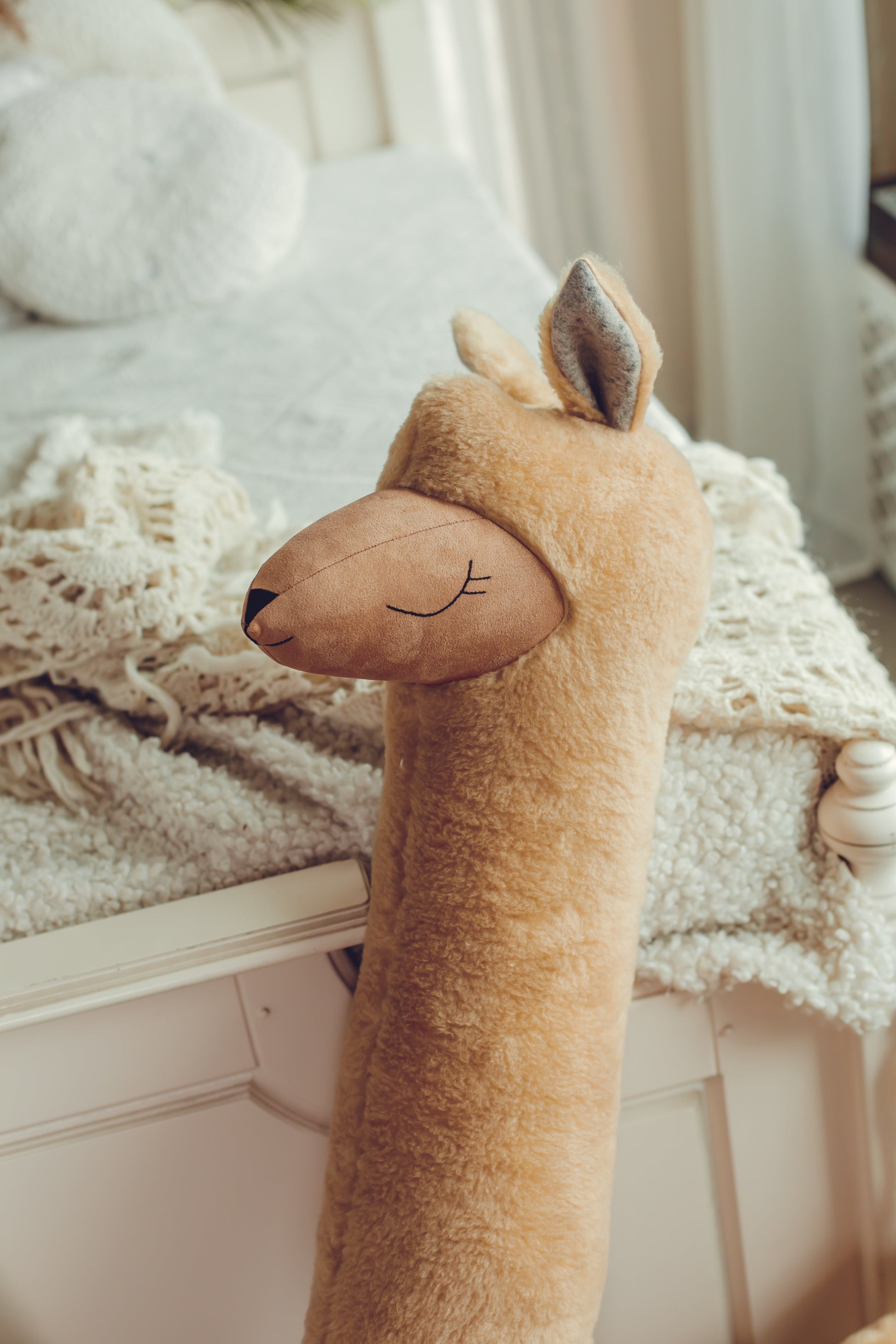 Giant Plush Alpaca Toy – 120cm Rust-Coloured Soft Pillow Friend | Vegan Fur | Handmade in Lithuania