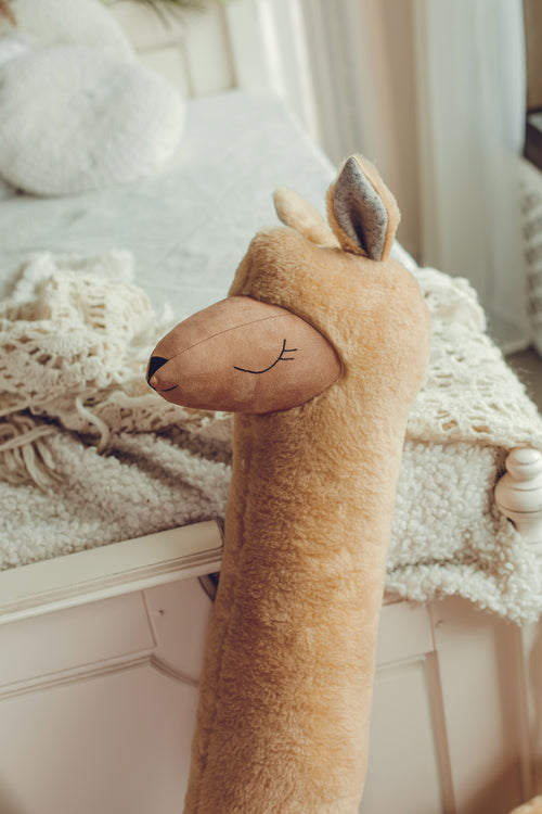 Giant Plush Alpaca Toy – 120cm Rust-Coloured Soft Pillow Friend | Vegan Fur | Handmade in Lithuania