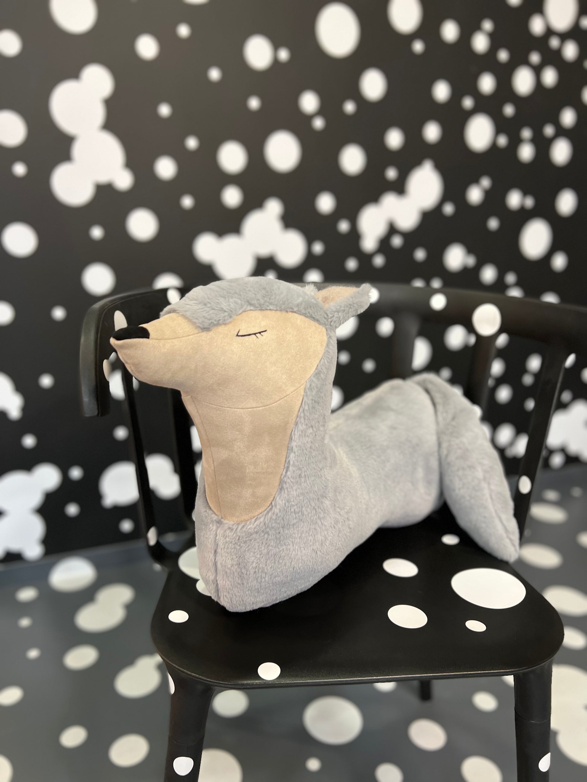 Handmade Wolf Soft Toy-Pillow – 45cm Grey Forest Guardian | Plush Travel Buddy | From Lithuania