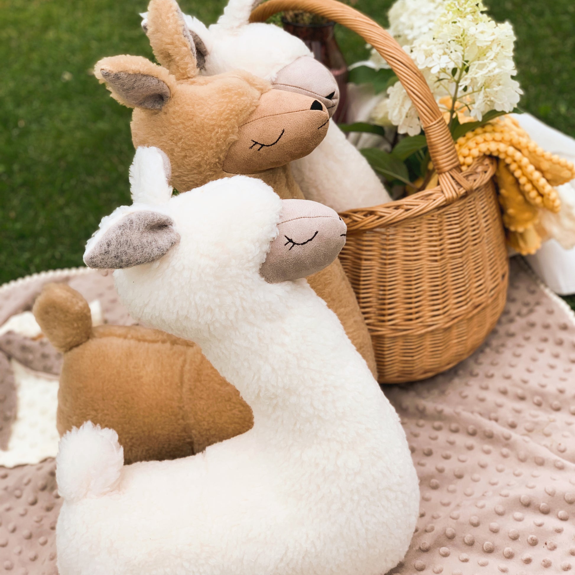 Handmade Alpaca Soft Toy-Pillow – 50cm Plush Cushion in Rusty Brown | Vegan Fur | For Kids & Travel | From Lithuania
