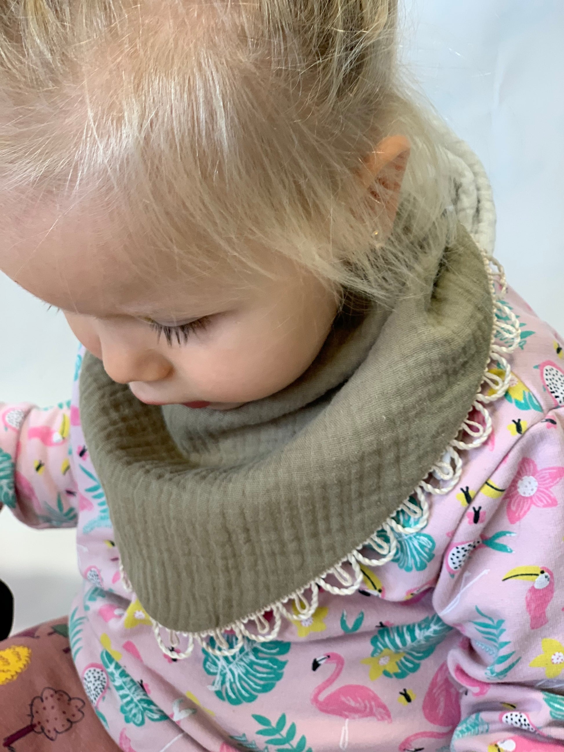 Khaki Muslin Scarf-Bib for Babies & Toddlers | Soft & Stylish | Handmade