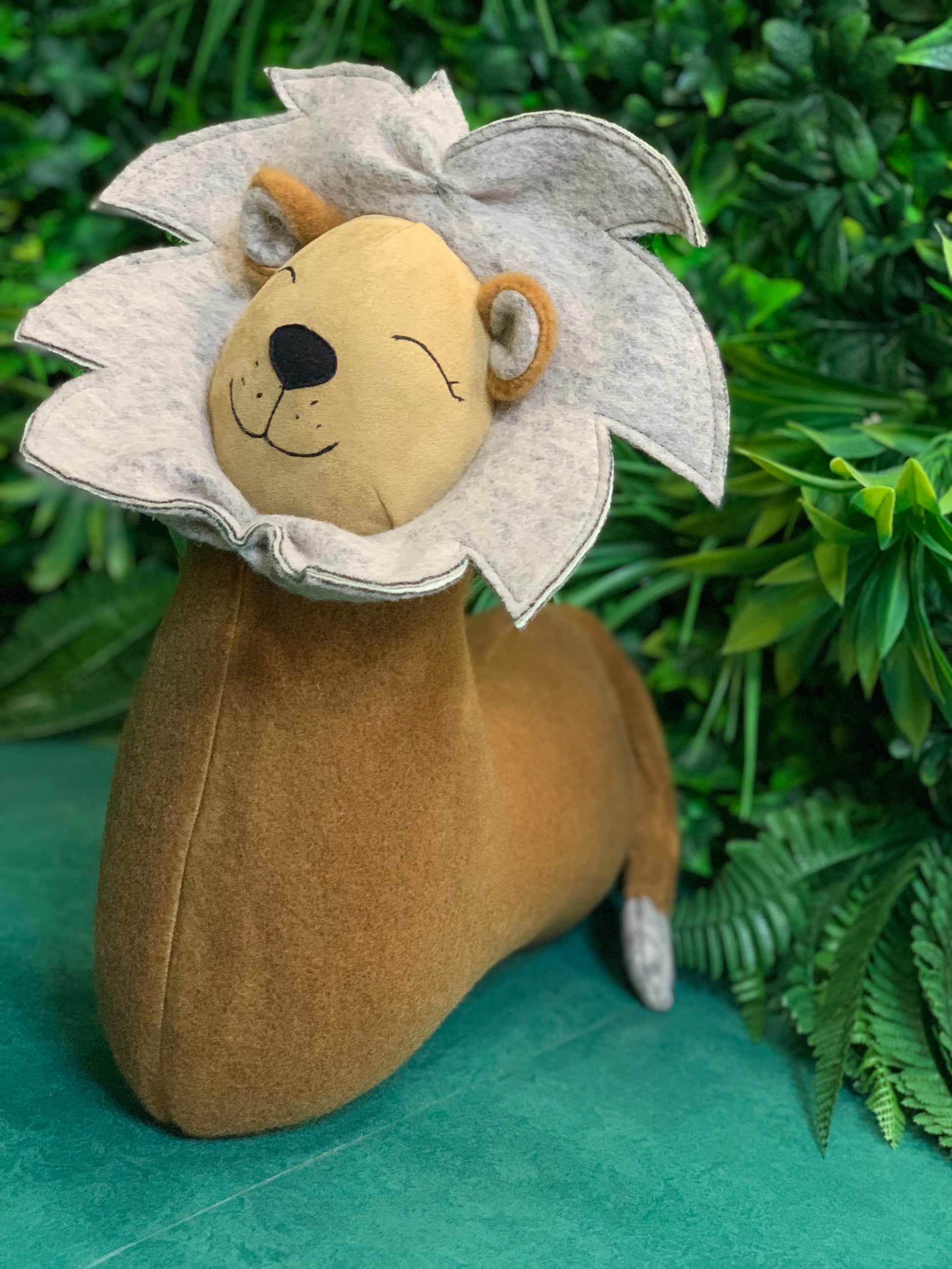 Handmade Lion Soft Toy-Pillow – 45cm Plush Cushion | Llama Wool Blend | Gentle & Travel-Friendly | From Lithuania
