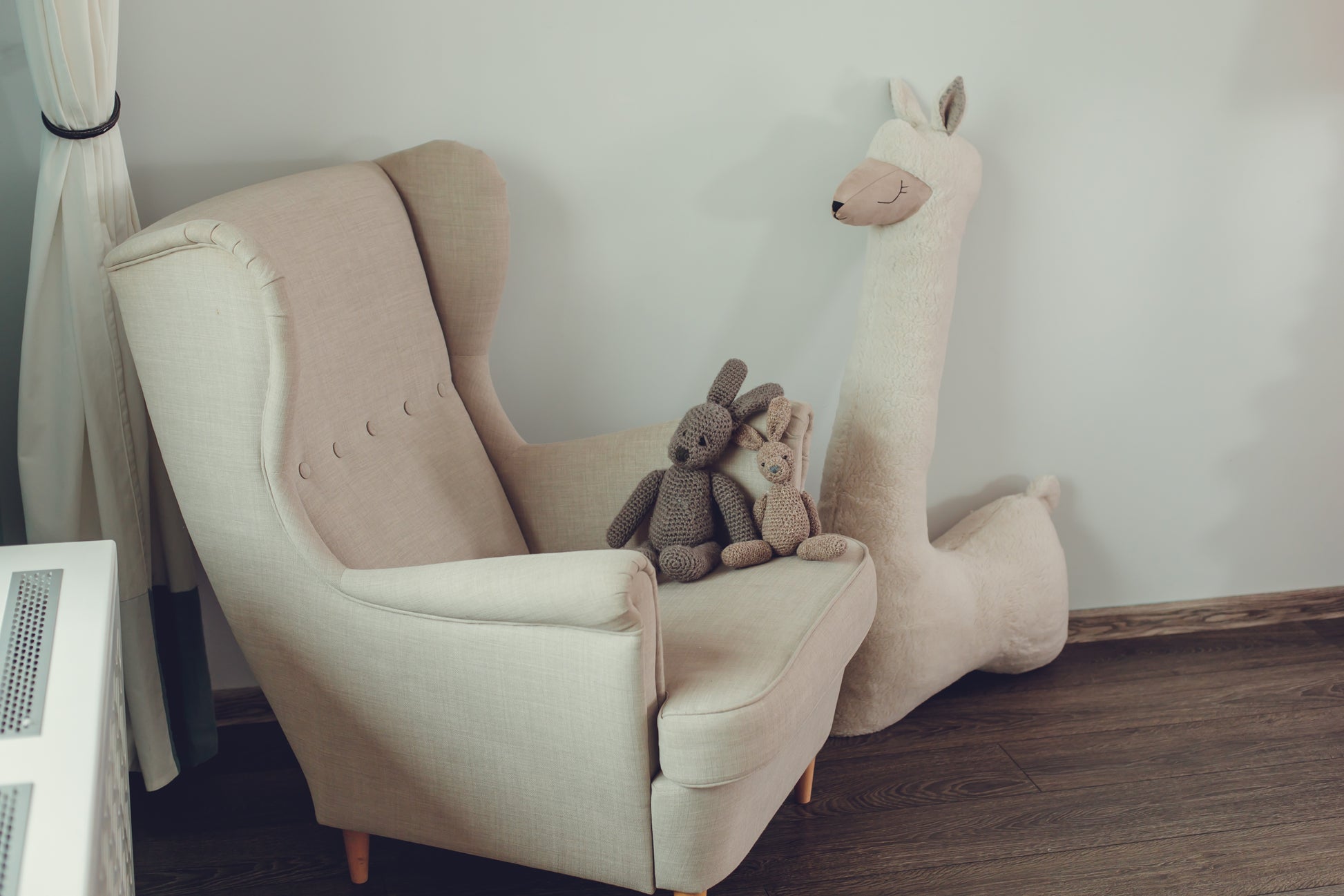 Giant Plush Alpaca Toy – 120cm Beige Soft Pillow Friend | Vegan Fur | Handmade Nursery Decor from Lithuania