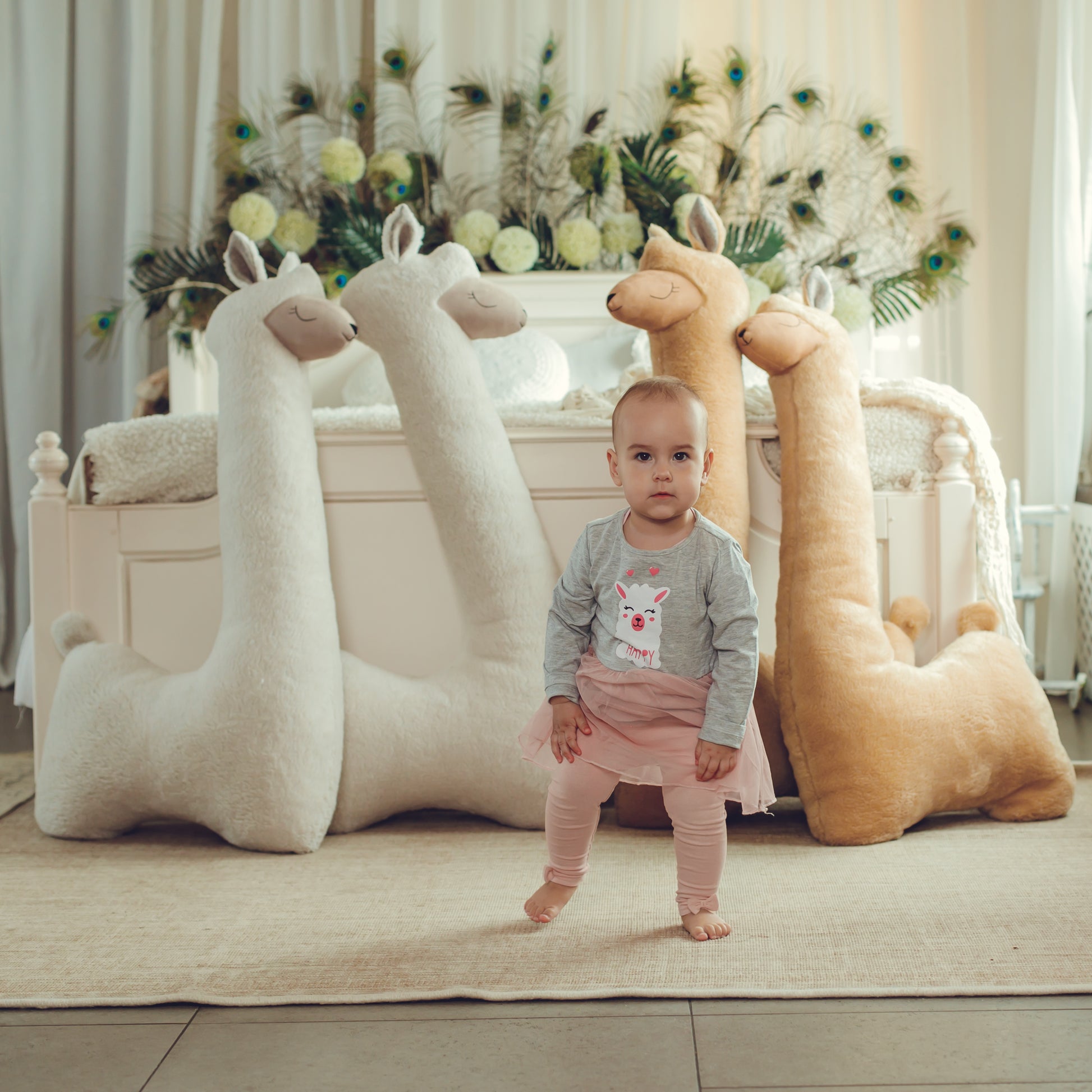 Giant Plush Alpaca Toy – 120cm Rust-Coloured Soft Pillow Friend | Vegan Fur | Handmade in Lithuania