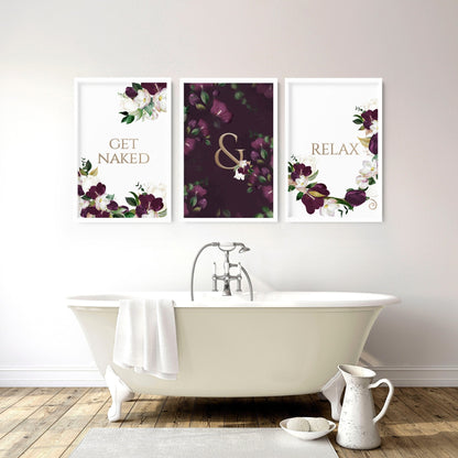 Classy Bathroom Wall Art | Set of 3 Framed Bathroom Prints