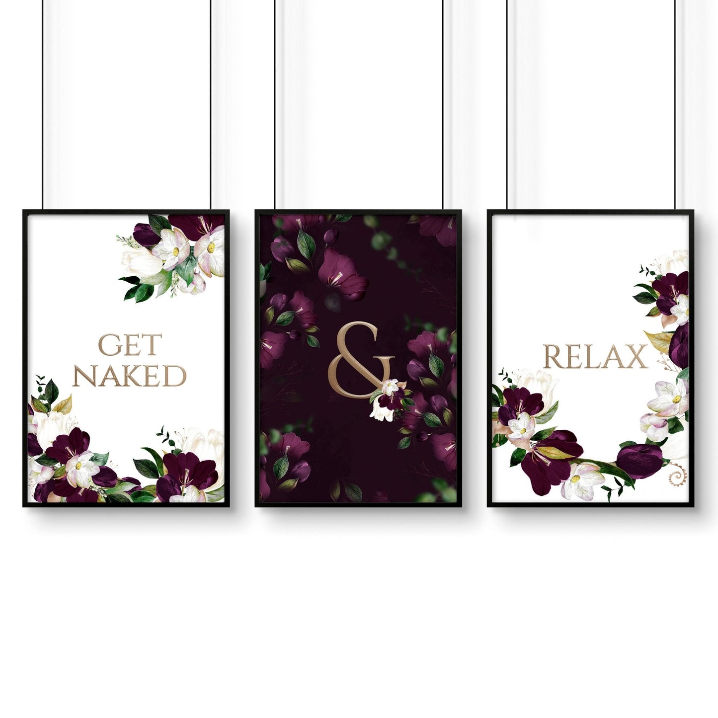 Classy Bathroom Wall Art | Set of 3 Framed Bathroom Prints