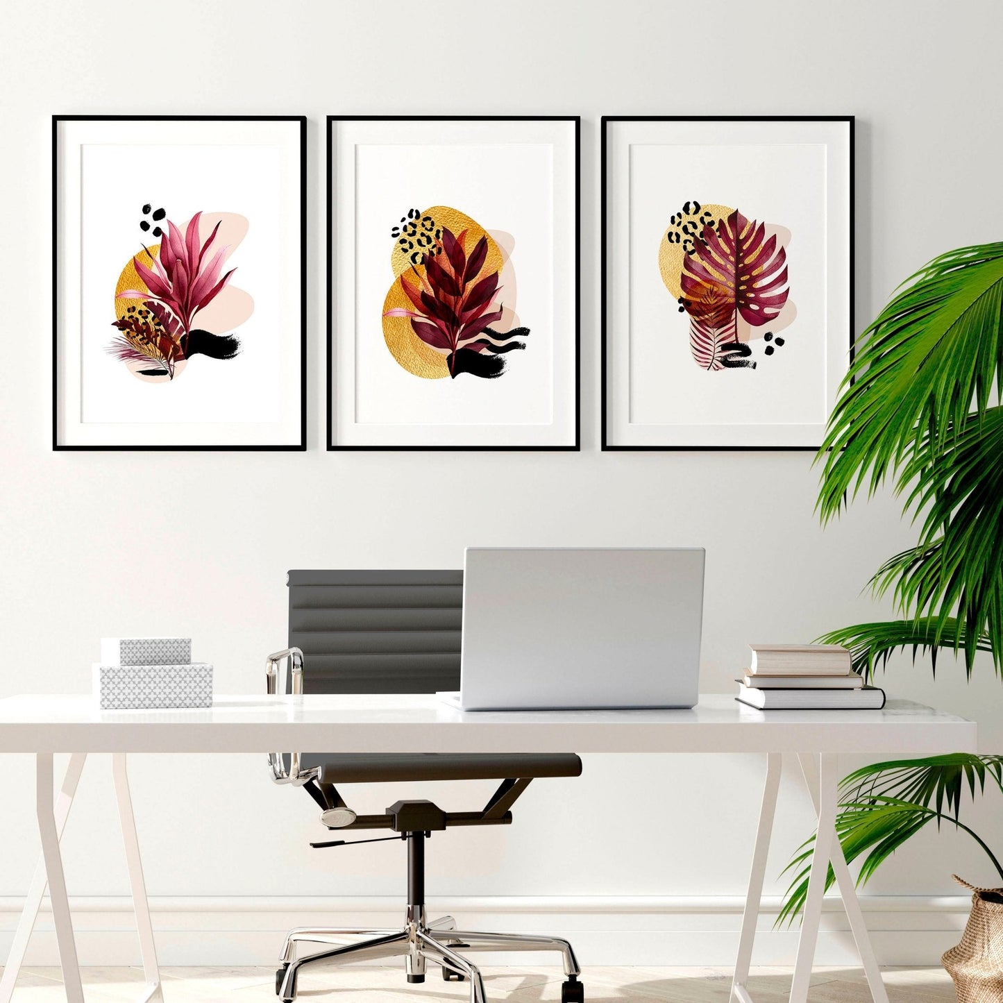 Botanische Muse | 3er-Set auffälliger Wandkunstdrucke für ihr Home Office