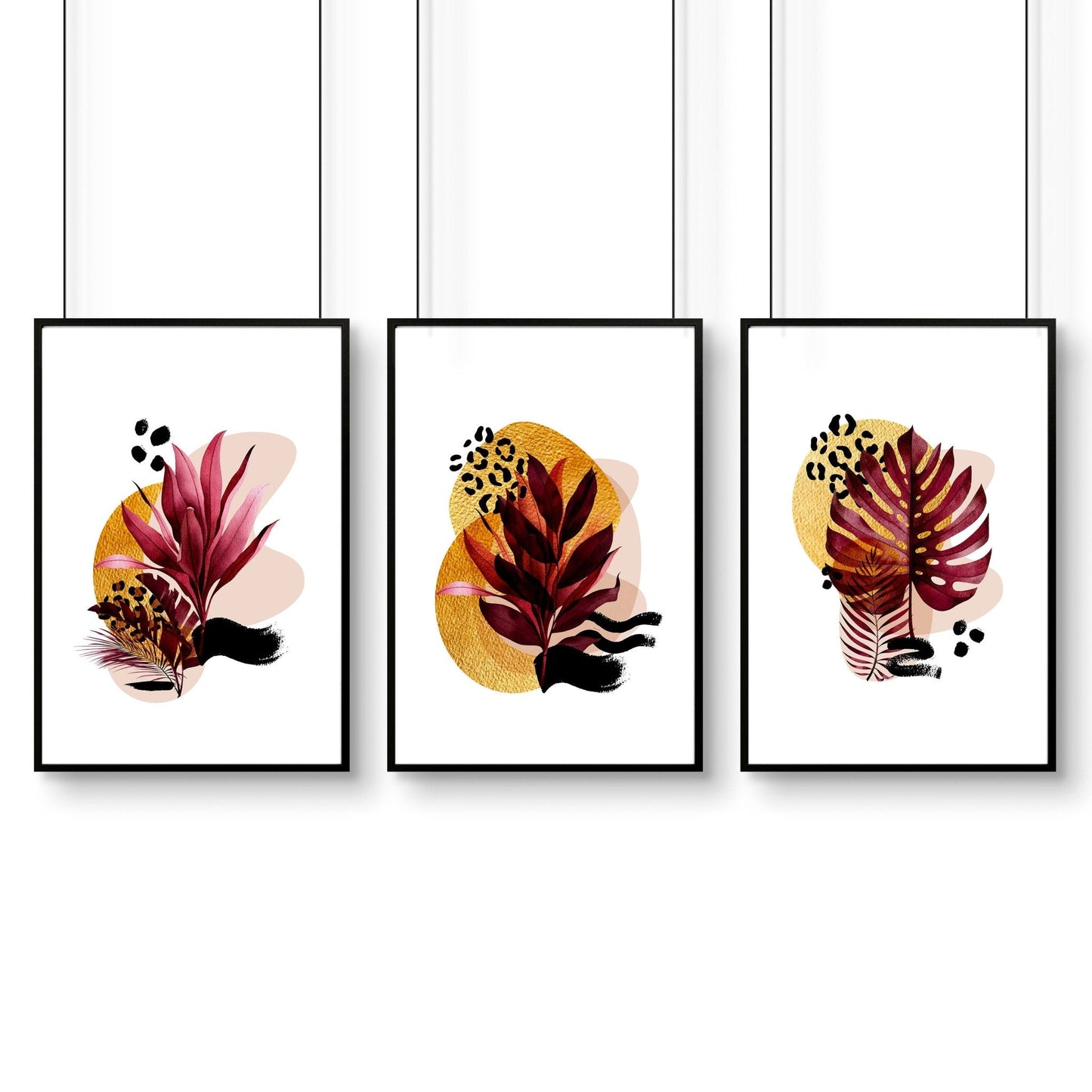 Botanische Muse | 3er-Set auffälliger Wandkunstdrucke für ihr Home Office