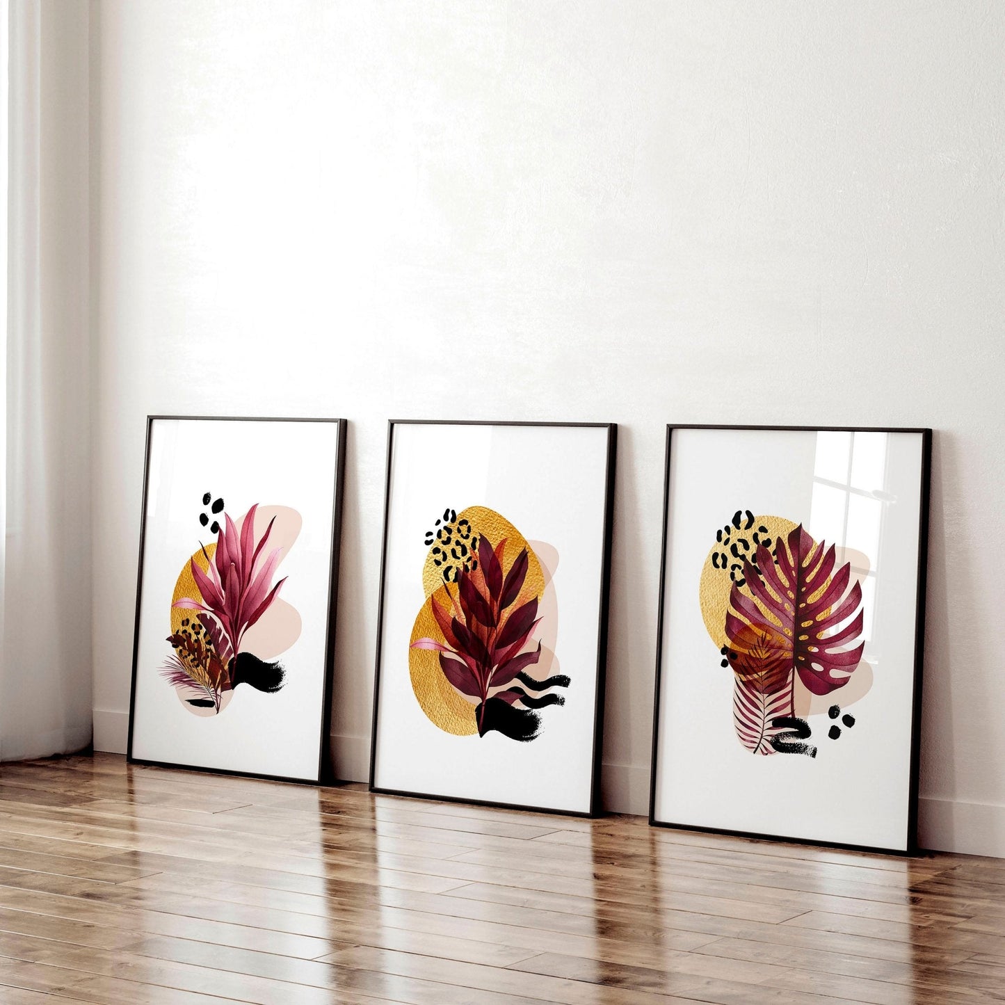 Botanische Muse | 3er-Set auffälliger Wandkunstdrucke für ihr Home Office