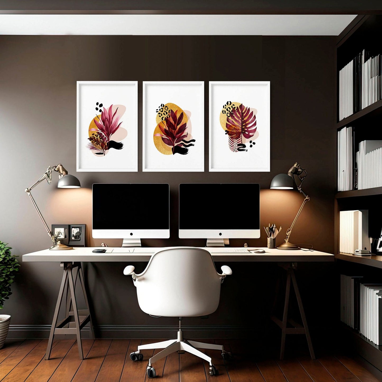 Botanische Muse | 3er-Set auffälliger Wandkunstdrucke für ihr Home Office