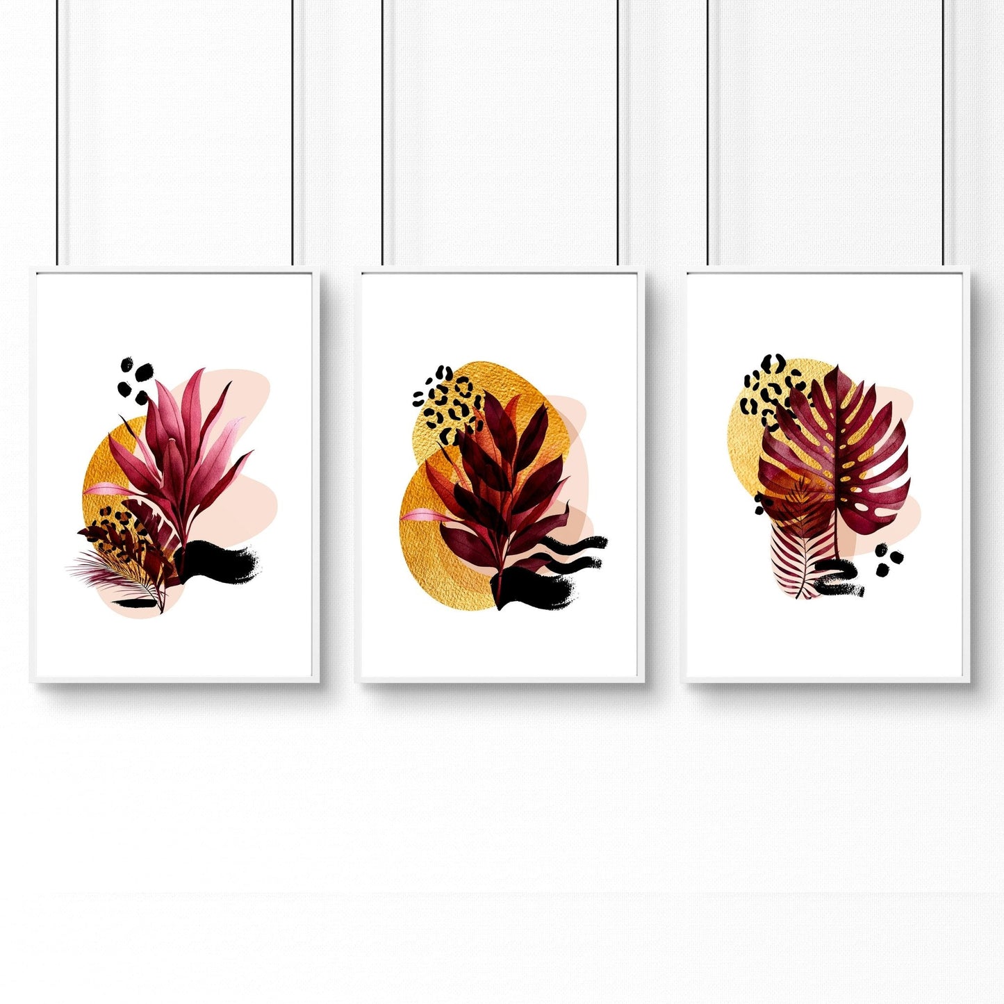 Botanische Muse | 3er-Set auffälliger Wandkunstdrucke für ihr Home Office