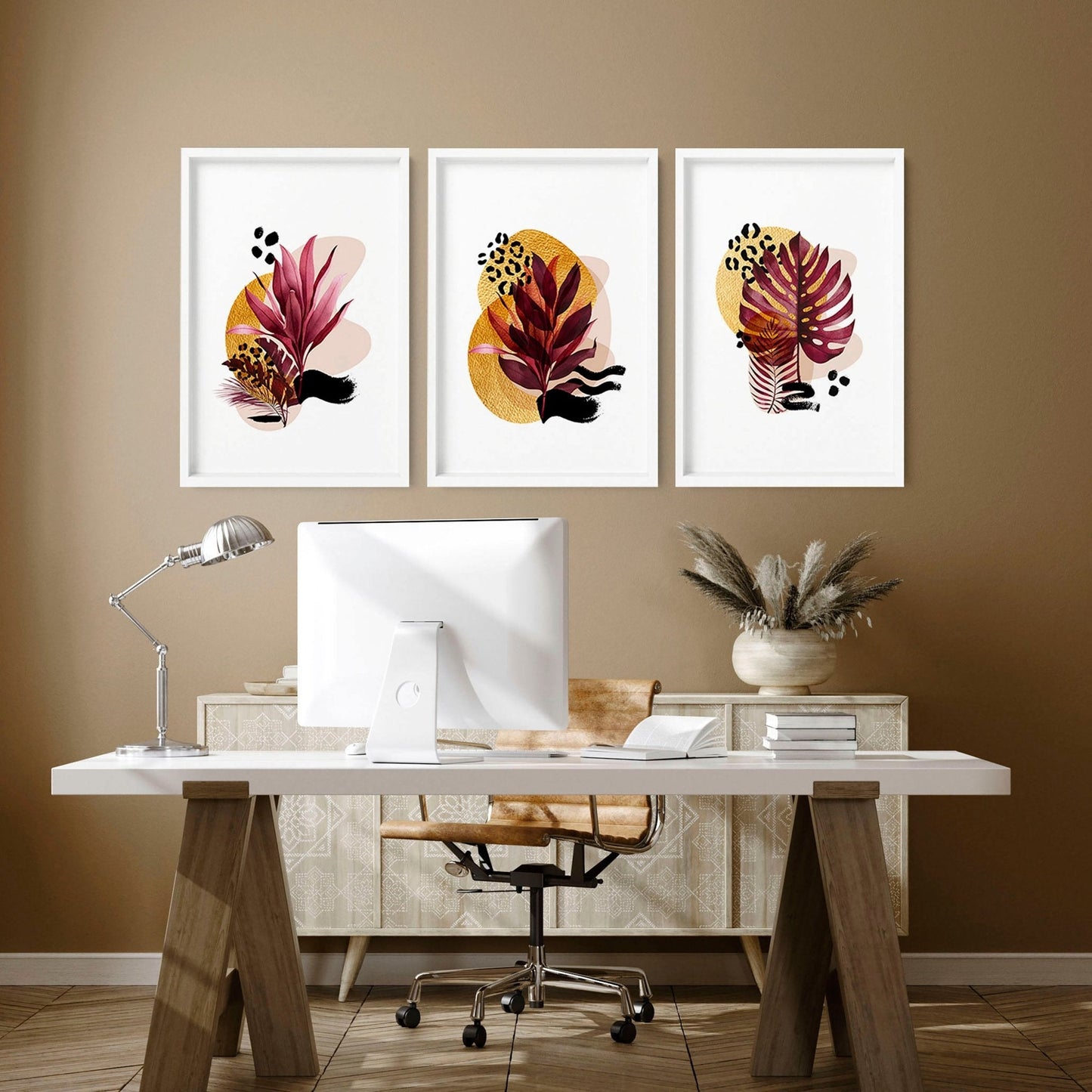 Botanische Muse | 3er-Set auffälliger Wandkunstdrucke für ihr Home Office