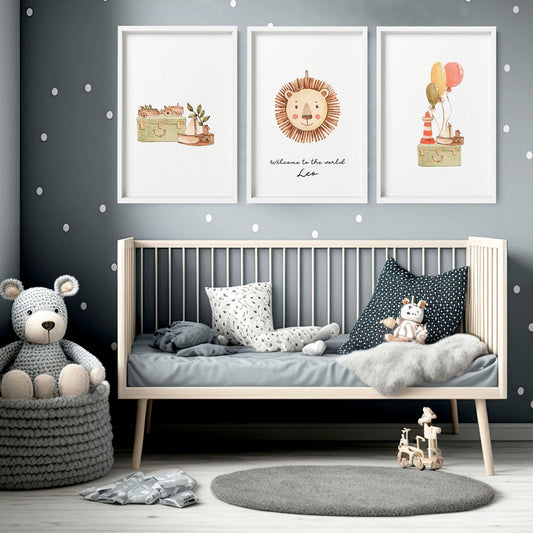 Little King | Set of 3 Boho Safari Nursery Wall Art Prints
