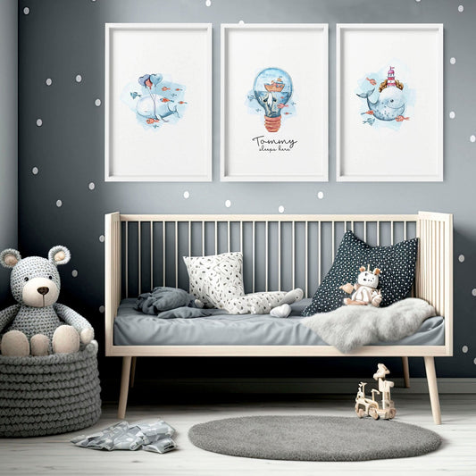 Nautical Nursery Wall Decor | Set of 3 Ocean Prints