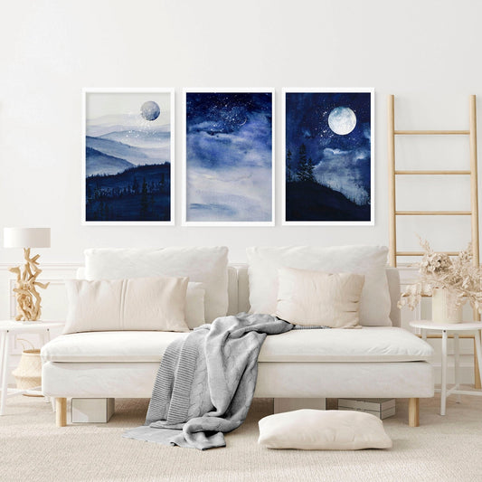 Midnight North | 3er-Set nordisch inspirierter Wandkunstdrucke