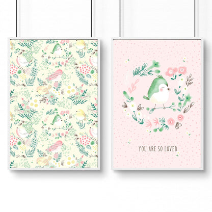 Woodland Nursery Wall Art | Set of 2 Prints for Girls