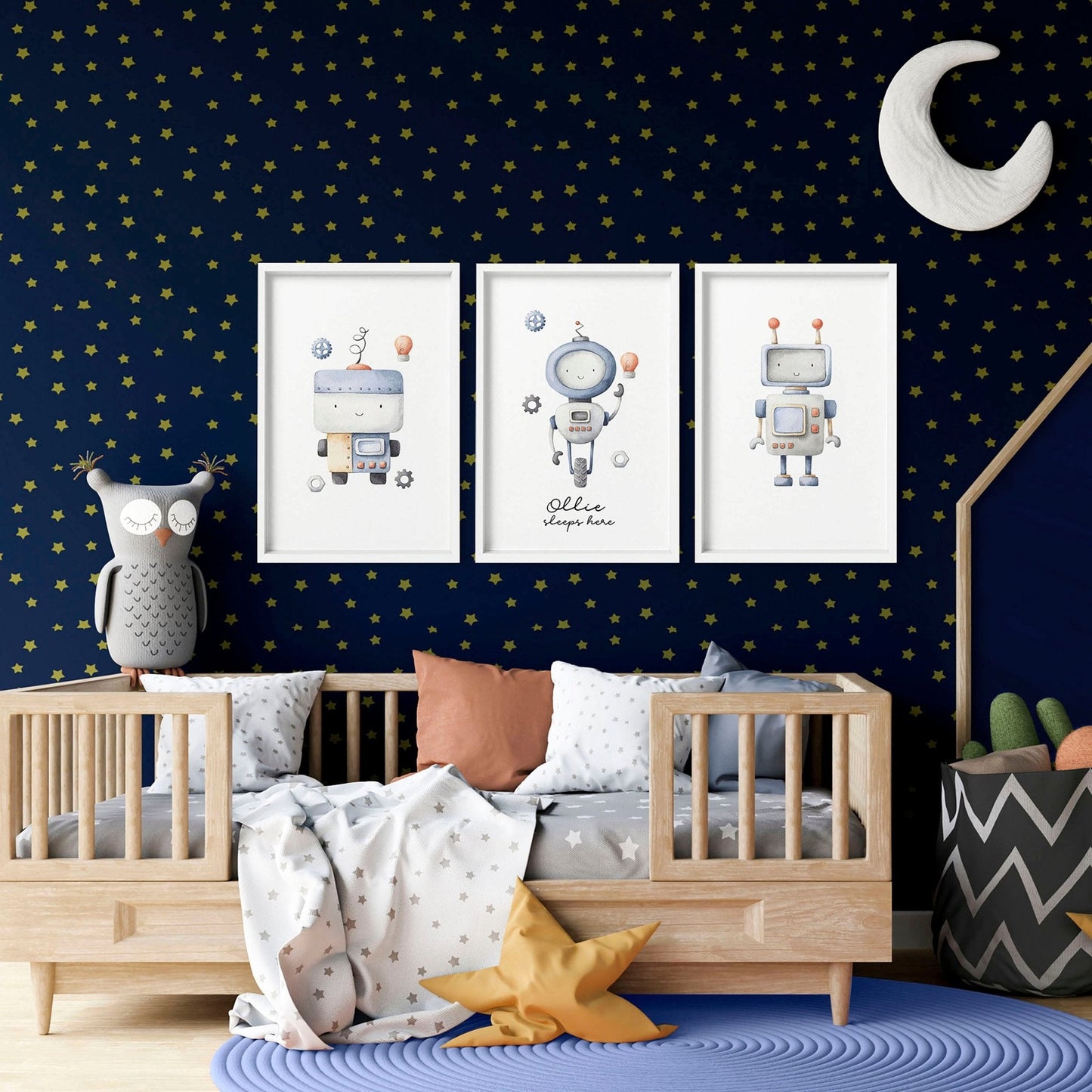 Robots Nursery Wall Art | Set of 3 Prints for Boys' Room