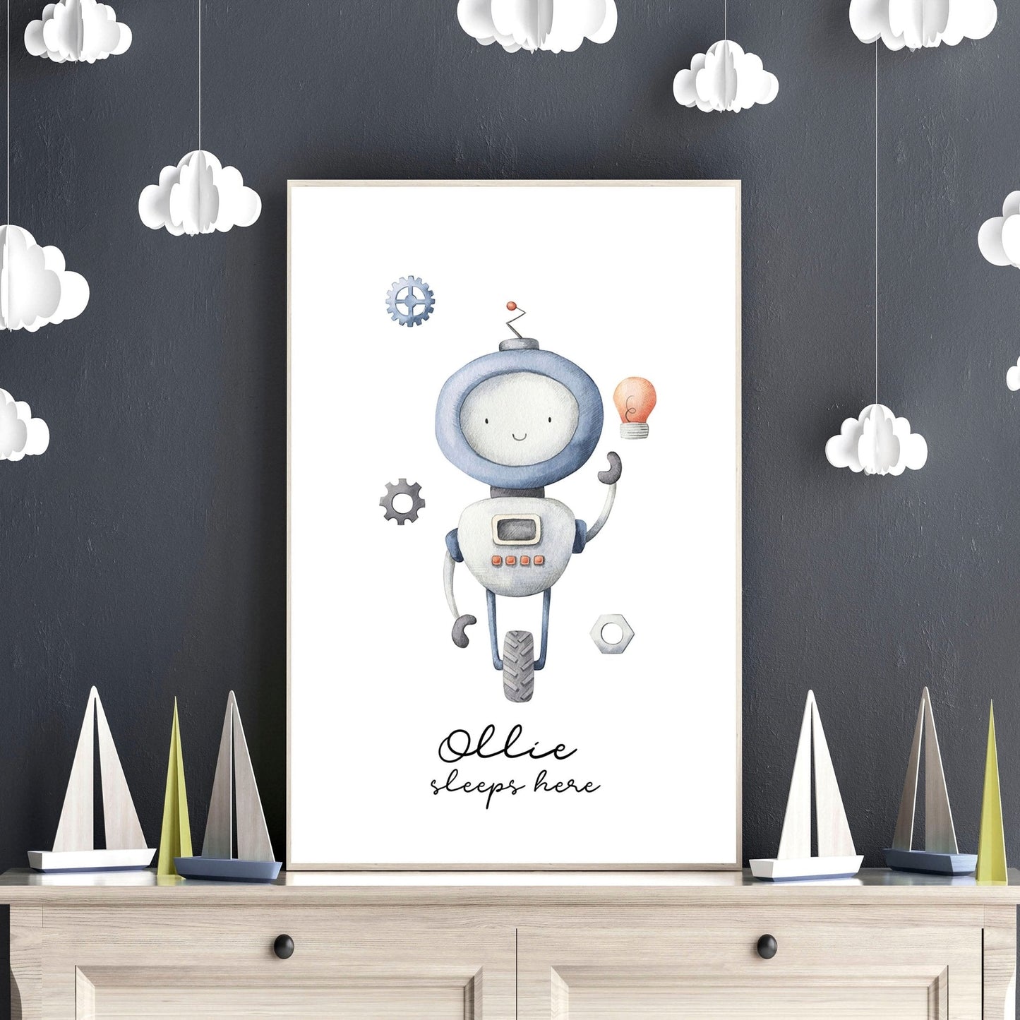 Robots Nursery Wall Art | Set of 3 Prints for Boys' Room
