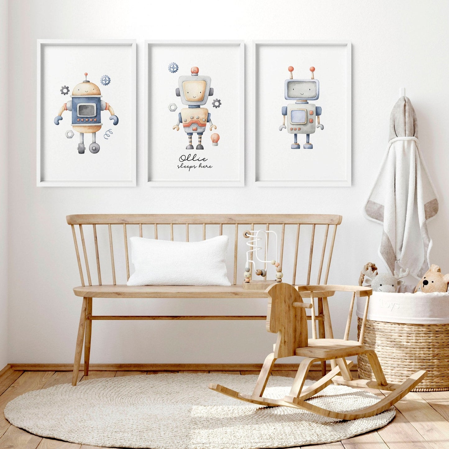 Little Explorer | 3er-Set Vintage Roboter-Wandkunstdrucke fürs Kinderzimmer