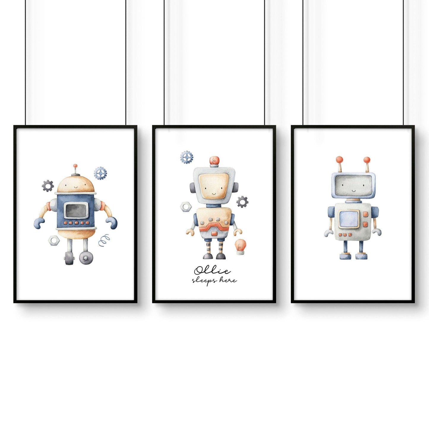 Little Explorer | 3er-Set Vintage Roboter-Wandkunstdrucke fürs Kinderzimmer