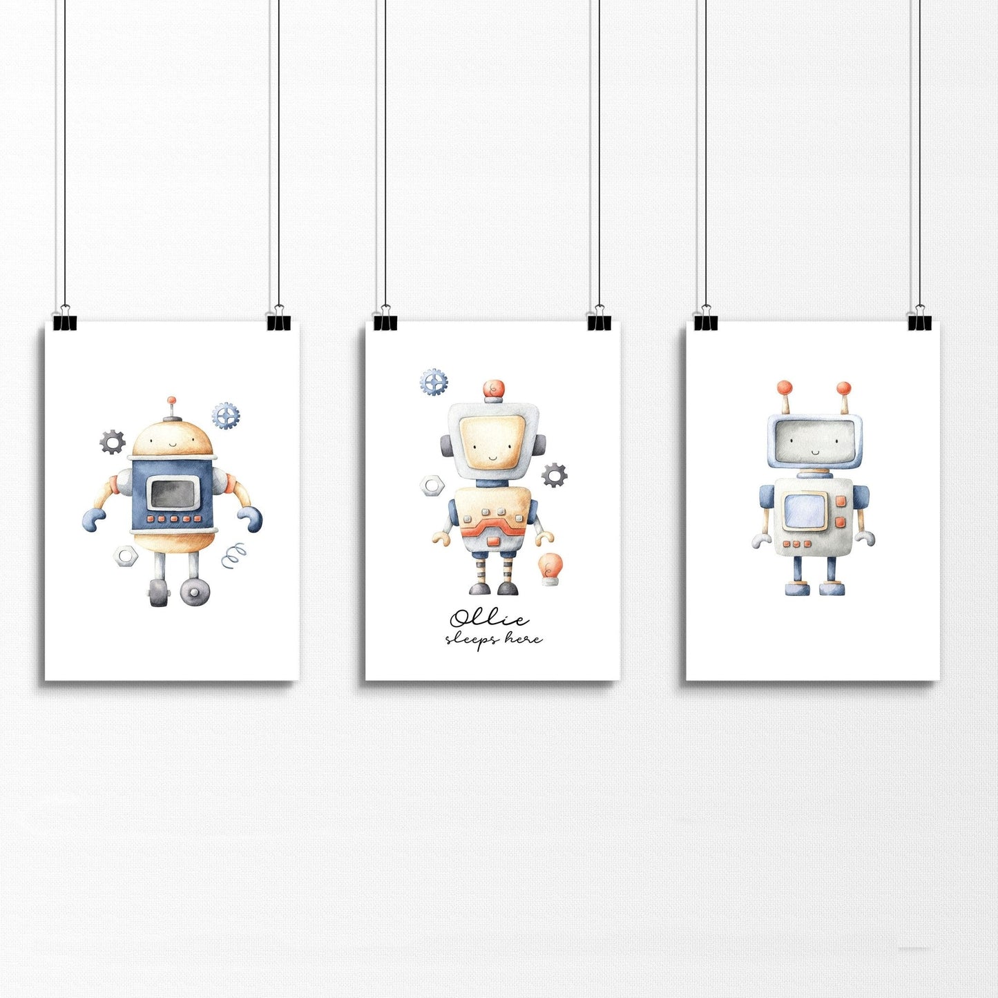 Little Explorer | 3er-Set Vintage Roboter-Wandkunstdrucke fürs Kinderzimmer