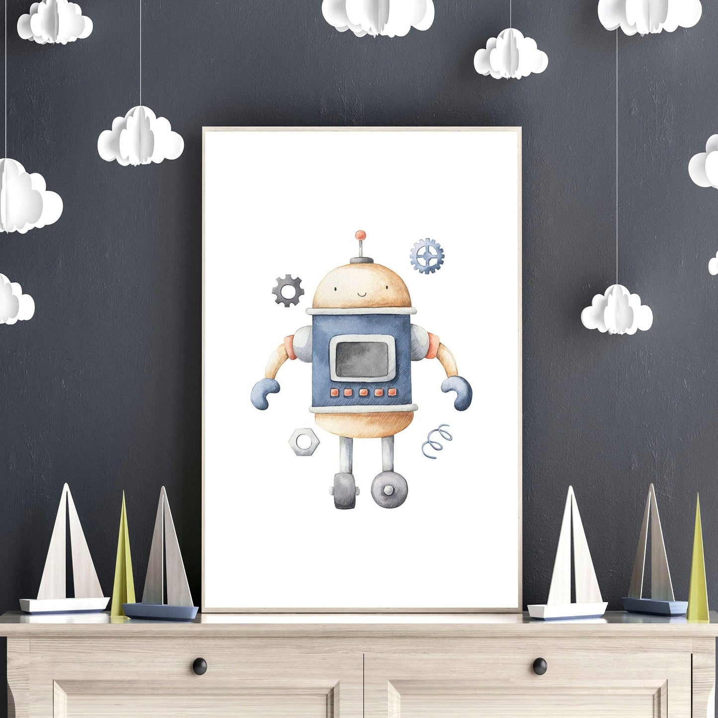 Little Explorer | 3er-Set Vintage Roboter-Wandkunstdrucke fürs Kinderzimmer