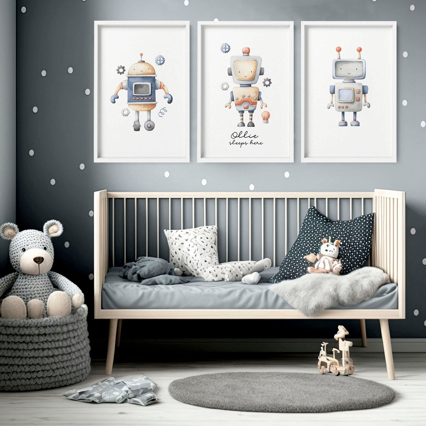 Little Explorer | 3er-Set Vintage Roboter-Wandkunstdrucke fürs Kinderzimmer