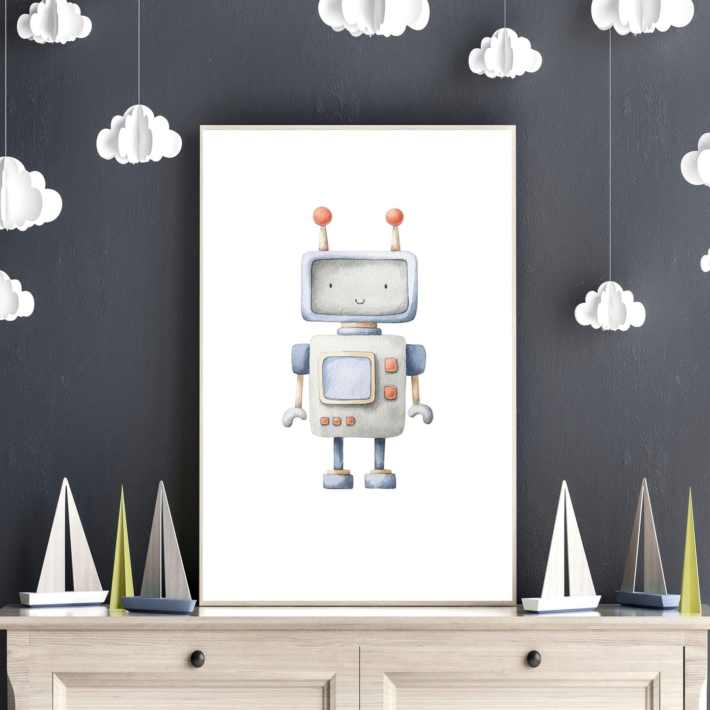 Little Explorer | 3er-Set Vintage Roboter-Wandkunstdrucke fürs Kinderzimmer