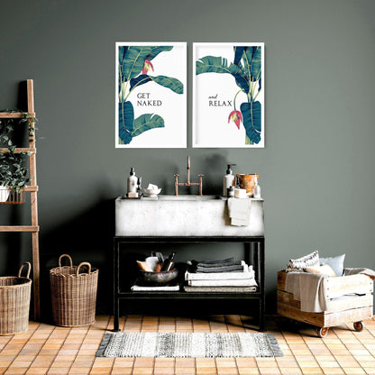 Tropical Wall Art for Bathroom | Set of 2 Botanical Prints