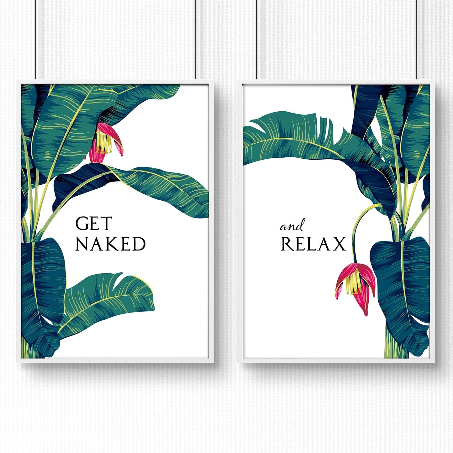 Tropical Wall Art for Bathroom | Set of 2 Botanical Prints