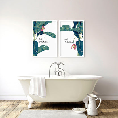 Tropical Wall Art for Bathroom | Set of 2 Botanical Prints