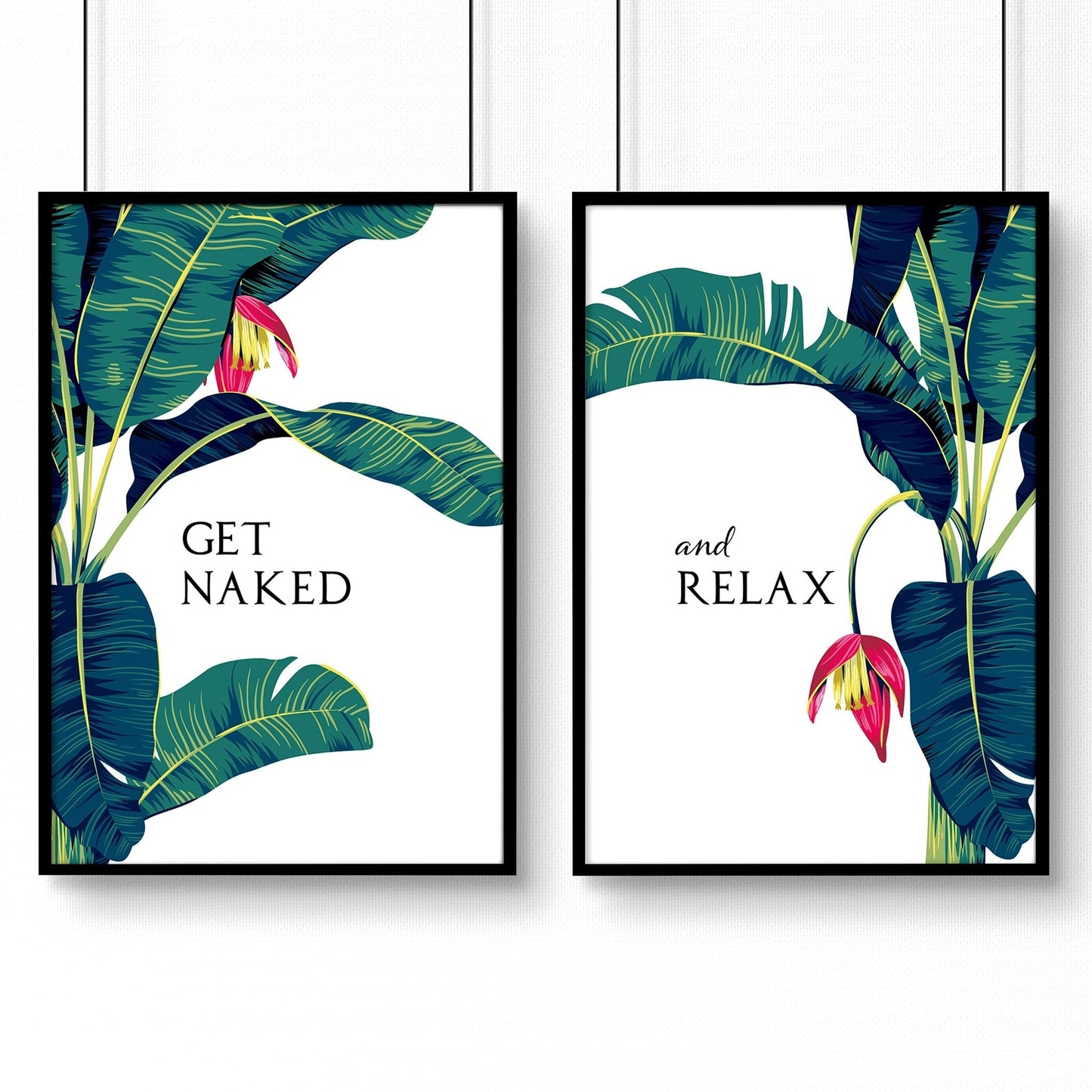 Tropical Wall Art for Bathroom | Set of 2 Botanical Prints